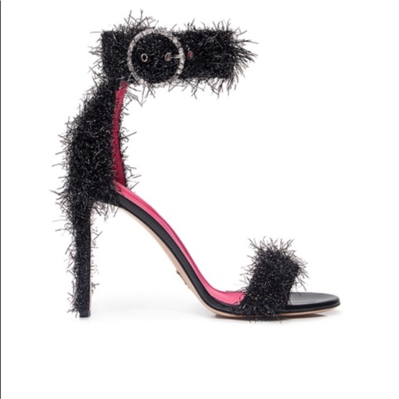 Oscar Tiye Black Glitter Heels in 37 1/2 - Picture 4 of 12